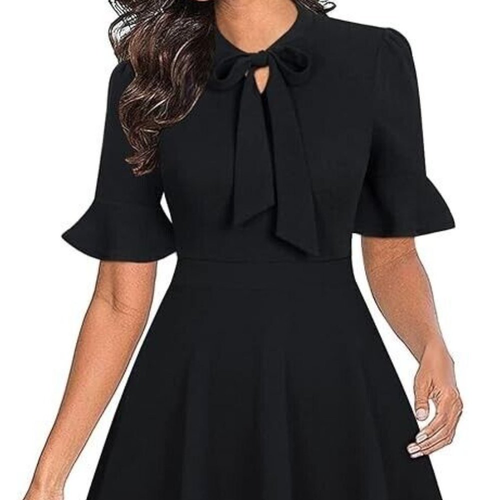 Ranphee Women Summer Floral Ruffle Sleeve Wear to Work Church Wedding Large